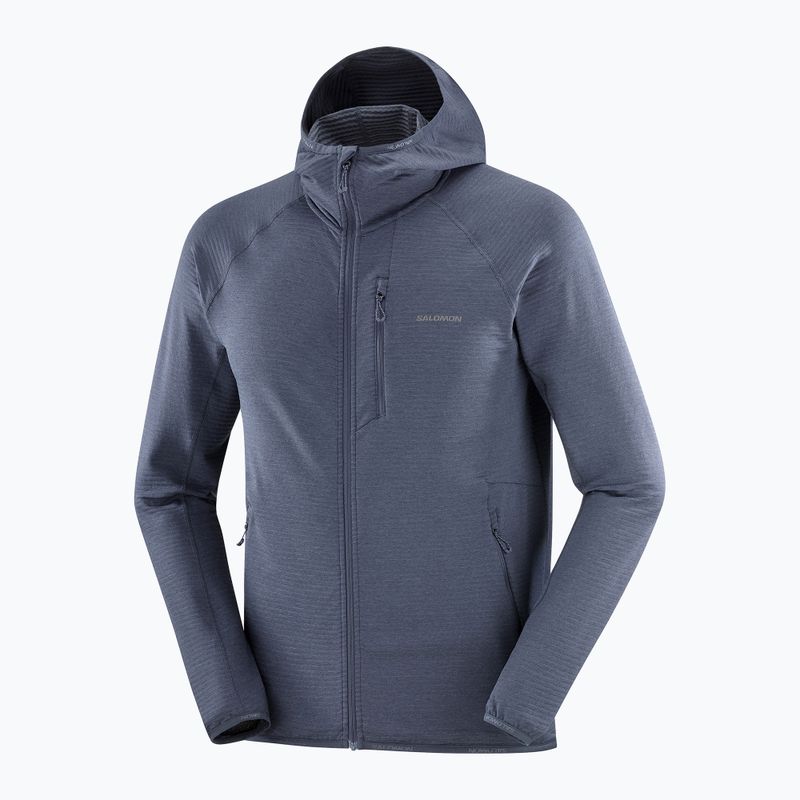 Herren Salomon Essential Lightwarm Hoodie blau Nächte trekking Sweatshirt 7