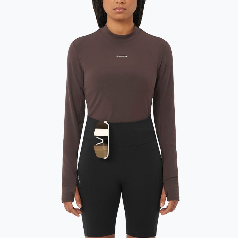 Damen-Langarmshirt zum Laufen Salomon Bliss Kaffeebohne