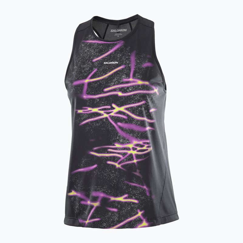 Damen-Laufshirt Salomon Shakeout Core Tank GFX deep black 4