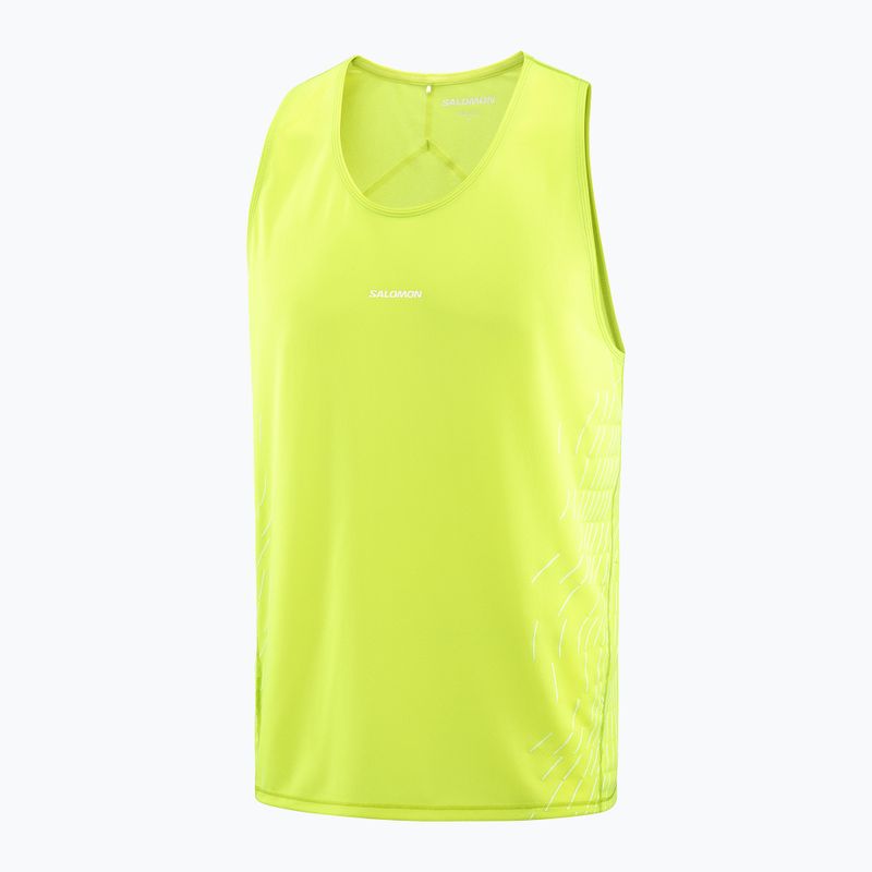 Herren-Laufshirt Salomon Sense Aero Singlet GFX acid lime 4