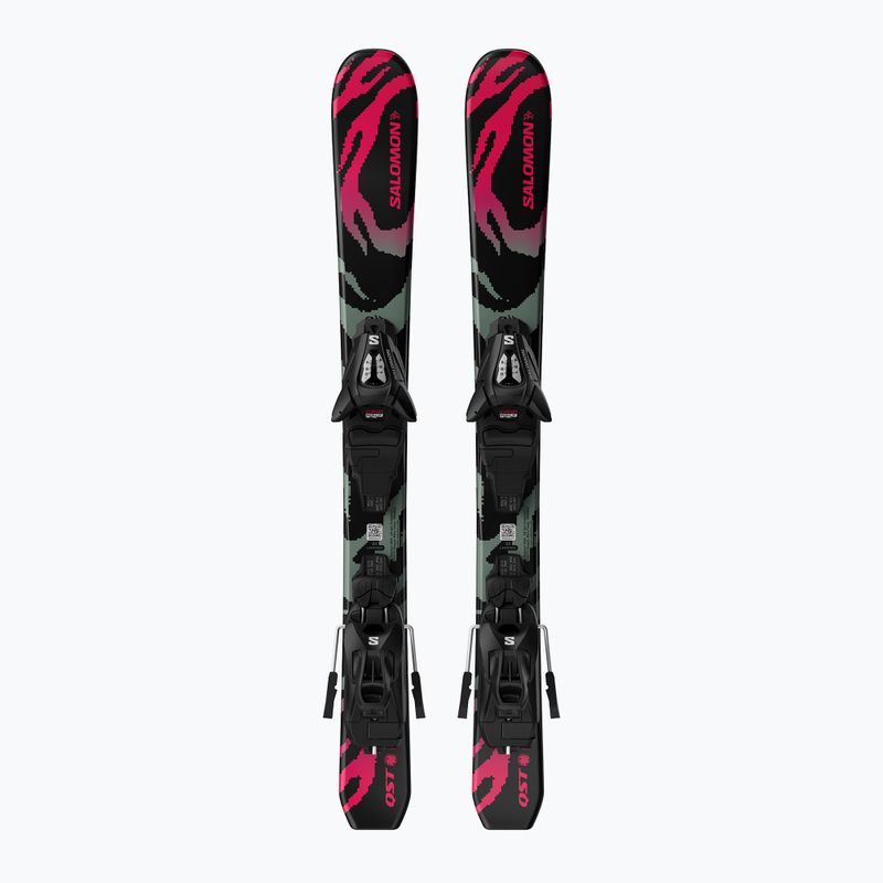 Kinder-Alpinski mit Bindung Salomon QST Jr Black XS + C5 GW black/neon punch 2