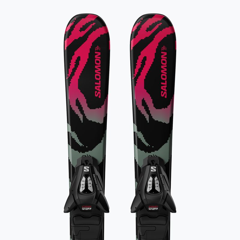 Kinder-Alpinski mit Bindung Salomon QST Jr Black XS + C5 GW black/neon punch 5