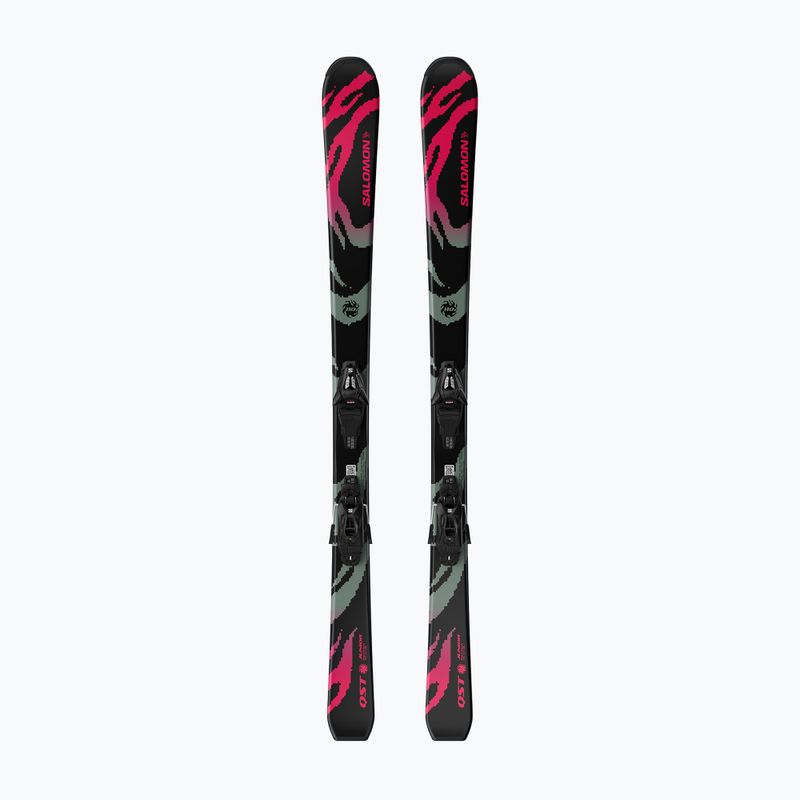 Kinder-Alpinski mit Bindung Salomon QST Jr Black S + C5 GW black/neon punch