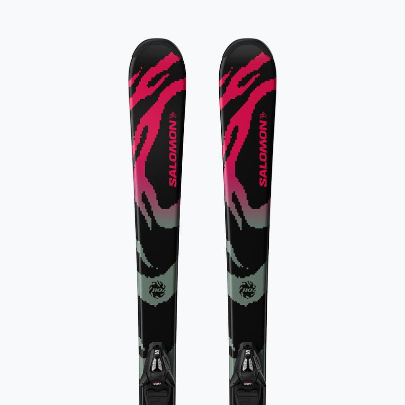Kinder-Alpinski mit Bindung Salomon QST Jr Black S + C5 GW black/neon punch 5
