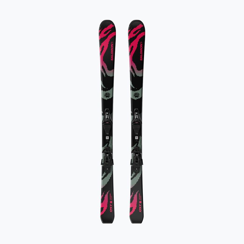 Kinder-Alpinski mit Bindung Salomon QST Jr Black M + C5 GW black/neon punch