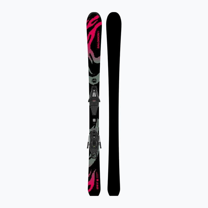 Kinder-Alpinski mit Bindung Salomon QST Jr Black M + C5 GW black/neon punch 3