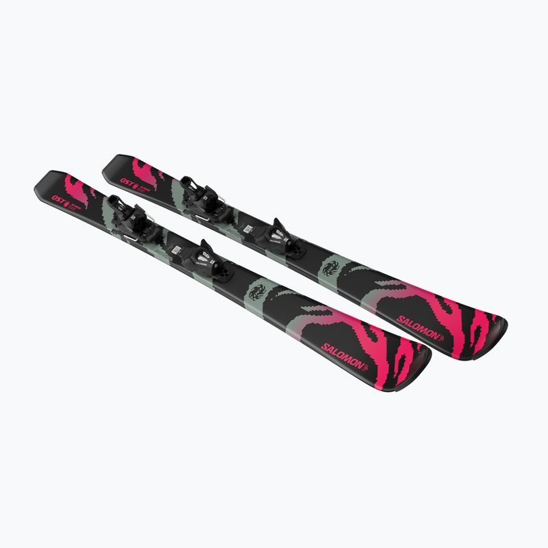 Kinder-Alpinski mit Bindung Salomon QST Jr Black M + C5 GW black/neon punch 4