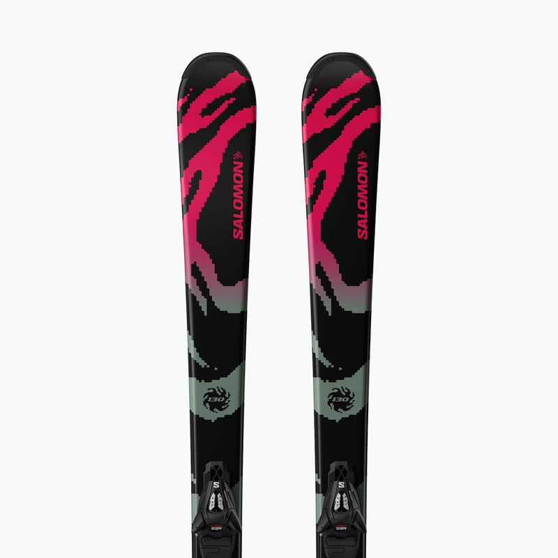 Kinder-Alpinski mit Bindung Salomon QST Jr Black M + C5 GW black/neon punch 5