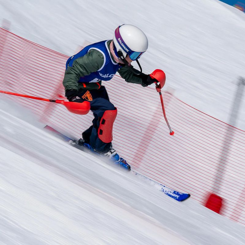 Kinder-Skihelm Salomon Equipe Fis + Chinguard Jr white/race blue 10