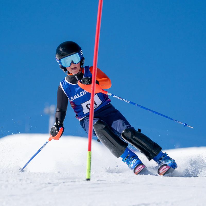 Kinder-Skihelm Salomon Equipe Fis + Chinguard Jr black/flames 8