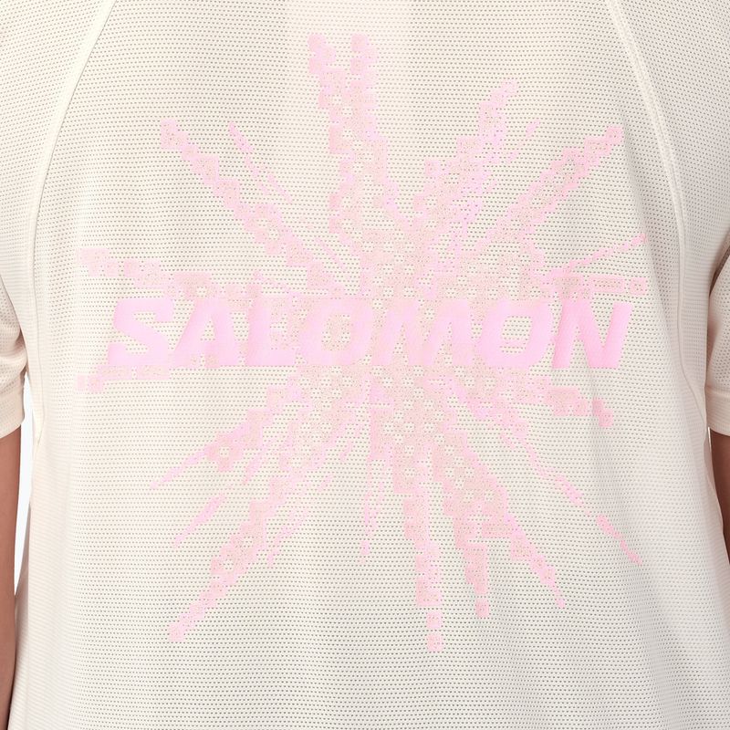 Damen-Laufshirt Salomon Shakeout Core GFX SS Tee whisper white/pink frosting 4