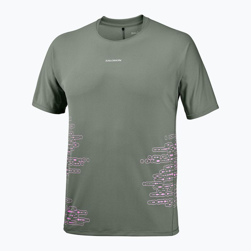 Herren-Laufshirt Salomon Sense Aero GFX Tee SS castor gray/pink frosting 4