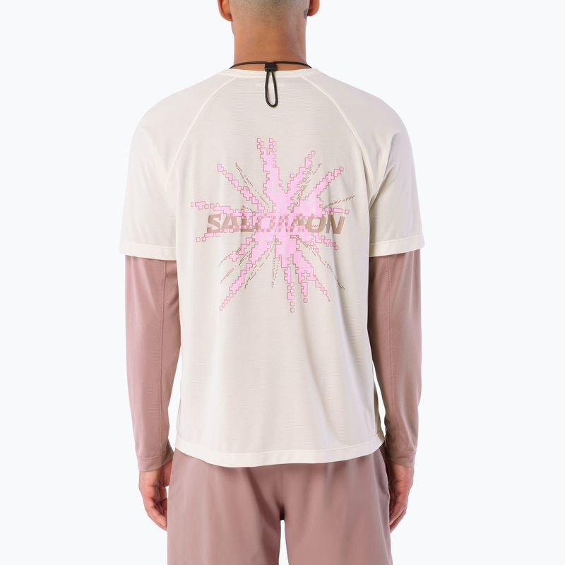 Herren-Laufshirt Salomon Shakeout Core GFX SS Tee whisper white/pink frosting 2