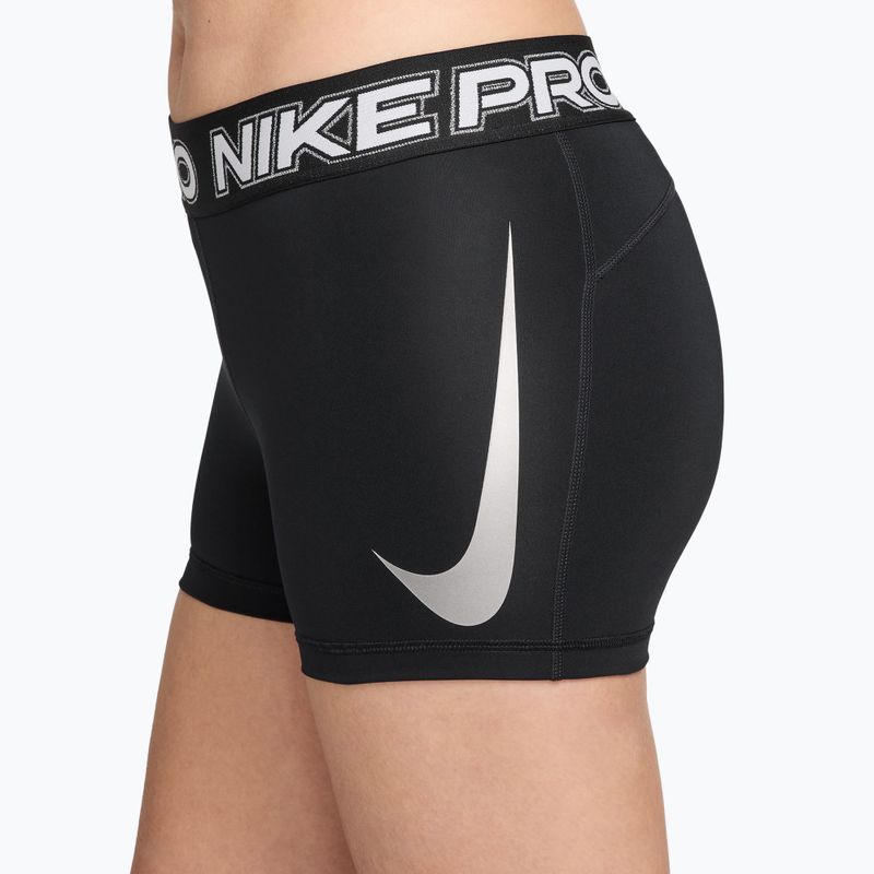 Damen Trainingsshorts Nike Pro Mid Rise Biker 3" black/white/metallic silver 6