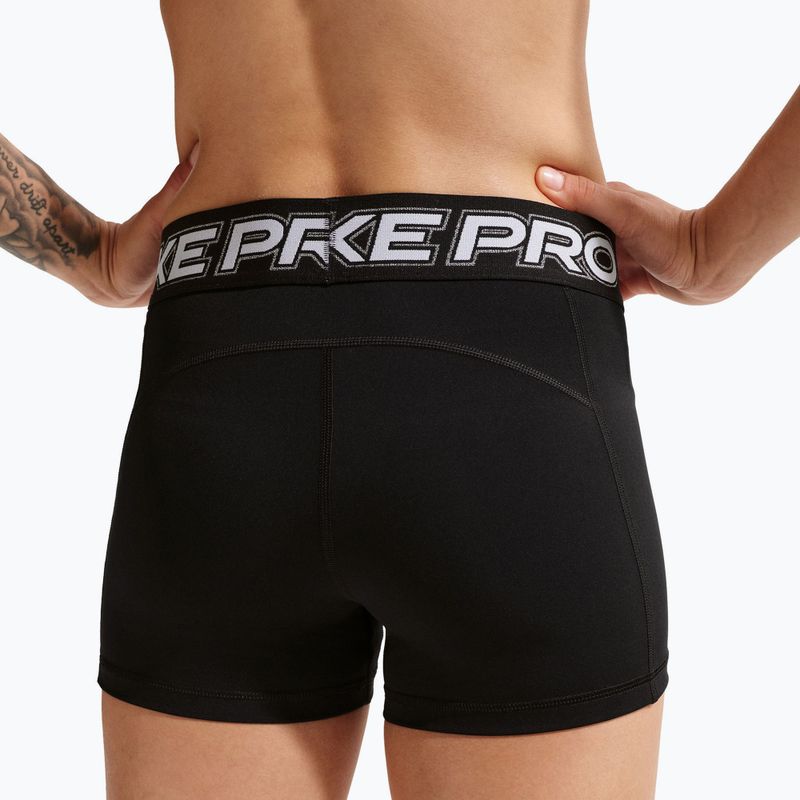 Damen Trainingsshorts Nike Pro Mid Rise Biker 3" black/white/metallic silver 7