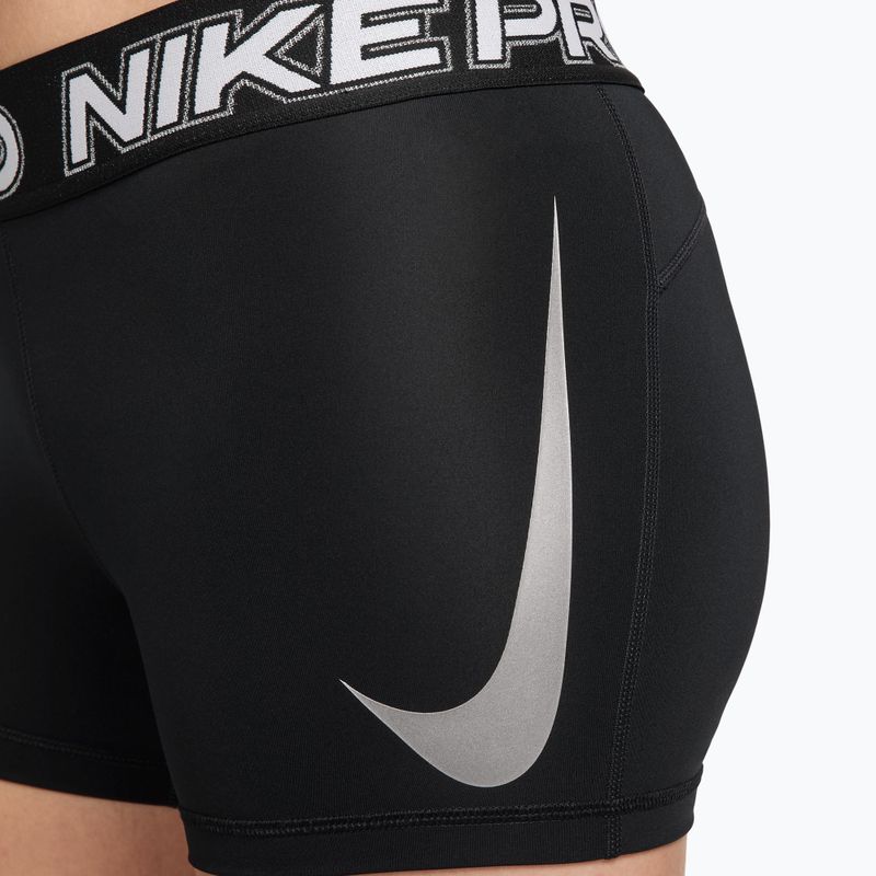 Damen Trainingsshorts Nike Pro Mid Rise Biker 3" black/white/metallic silver 8