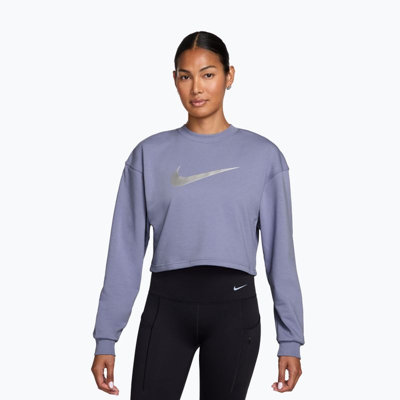 Damen Trainings-Sweatshirt Nike Pro Dri-Fit Crew Neck iron purple/metallic silver/white