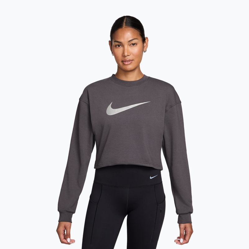 Damen Trainingspullover Nike Pro Dri-Fit Crew Neck thunder grey/metallic silver/white