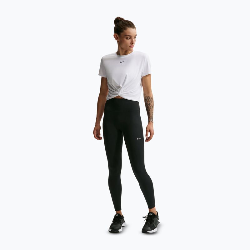 Damen-Leggings Nike One Seamless Front High-Waisted black/white 2