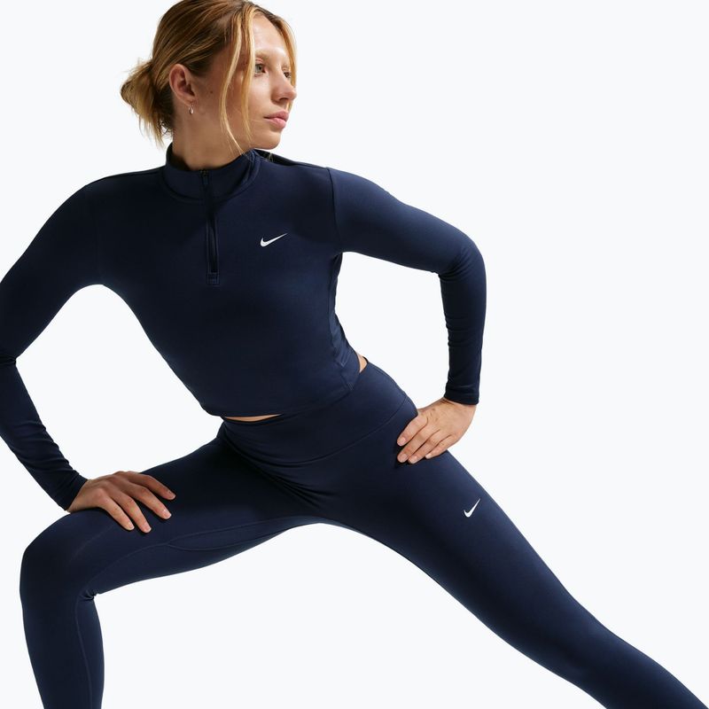 Damen-Leggings Nike One Seamless Front High-Waisted midnight navy/white 6