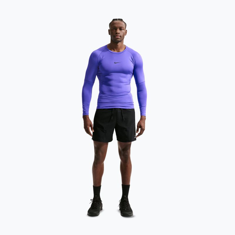 Herren-Trainingslangarmshirt Nike Pro Dri-Fit Tight Fitness persian violet/black 2