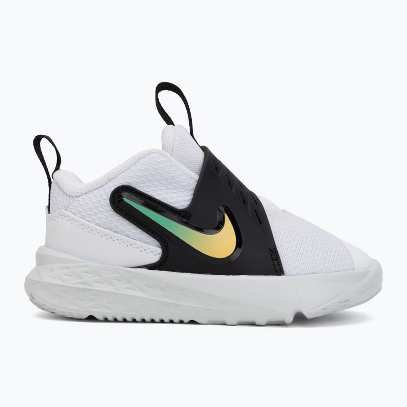 Kinderschuhe Nike Team Hustle D 12 white/black/clear emerald/topaz gold 2