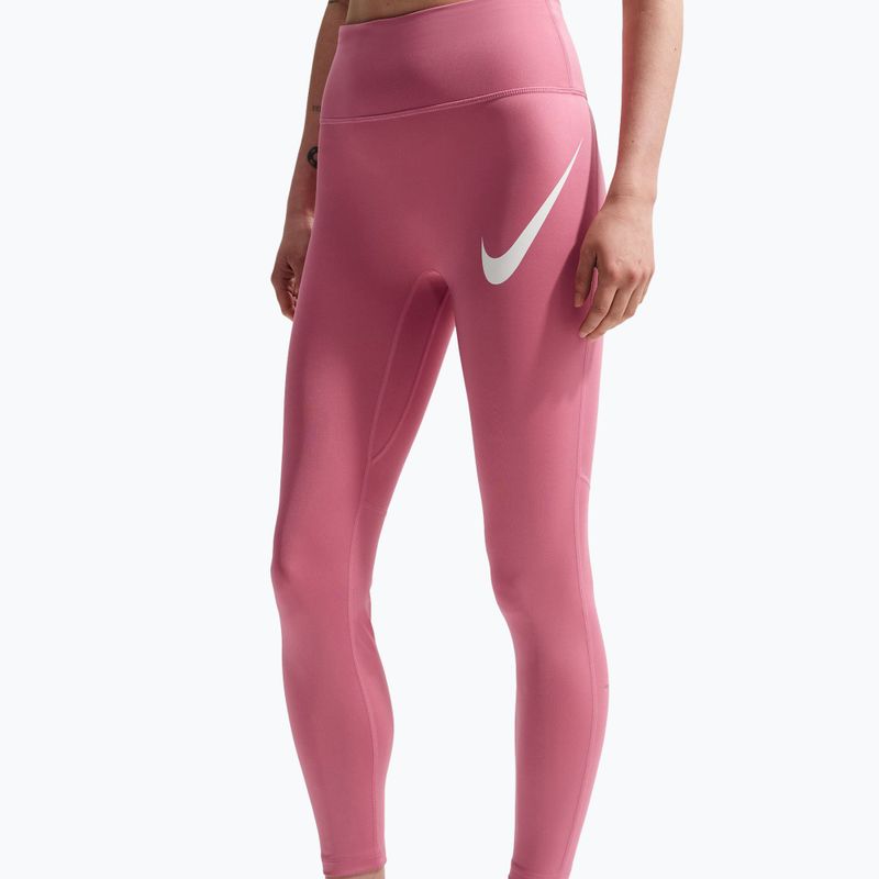 Damenlaufleggings Nike Tempo Swoosh Run High-Waisted 7/8 peony/white 4