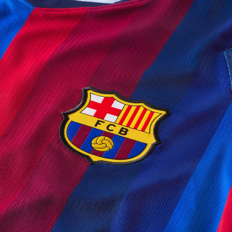 Herren-Fußballtrikot mit langen Ärmeln Nike FC Barcelona Dri-Fit Stadium Home LS deep garnet/blue void/mineral yellow 3