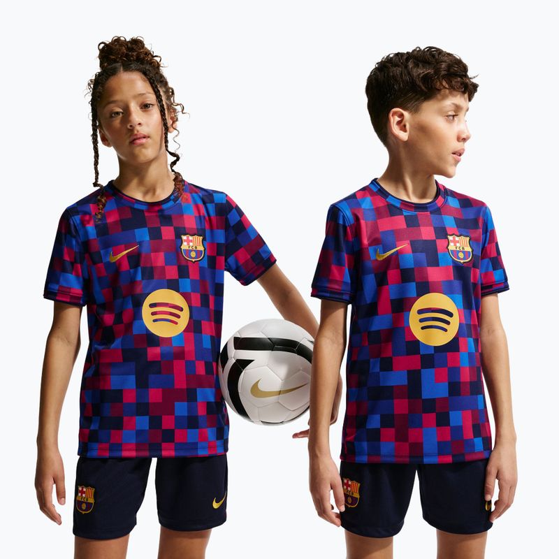 Kinder-Fußballtrikot Nike FC Barcelona Dri-Fit Pre-Match noble red/mineral yellow