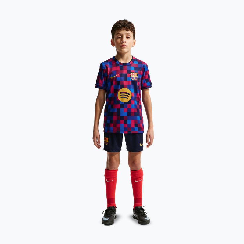 Kinder-Fußballtrikot Nike FC Barcelona Dri-Fit Pre-Match noble red/mineral yellow 3