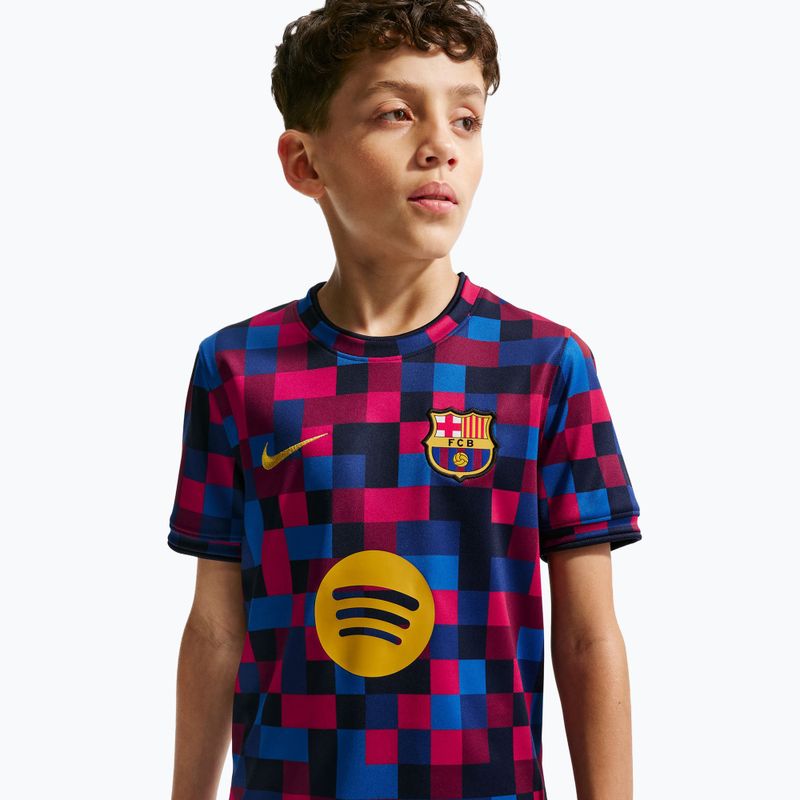 Kinder-Fußballtrikot Nike FC Barcelona Dri-Fit Pre-Match noble red/mineral yellow 5