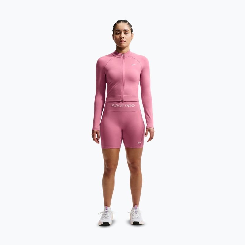 Damen Trainingsshorts Nike Pro Seamless High Waisted Biker 5" peony/white 2