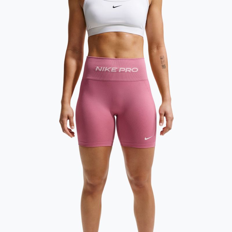 Damen Trainingsshorts Nike Pro Seamless High Waisted Biker 5" peony/white 5
