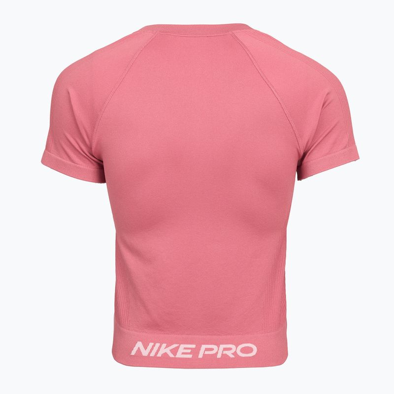 Damen-Trainingsshirt Nike Pro Seamless Dri-Fit peony/white 2