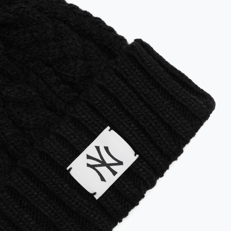 Damen Wintermütze New Era Cable Wide New York Yankees schwarz 3