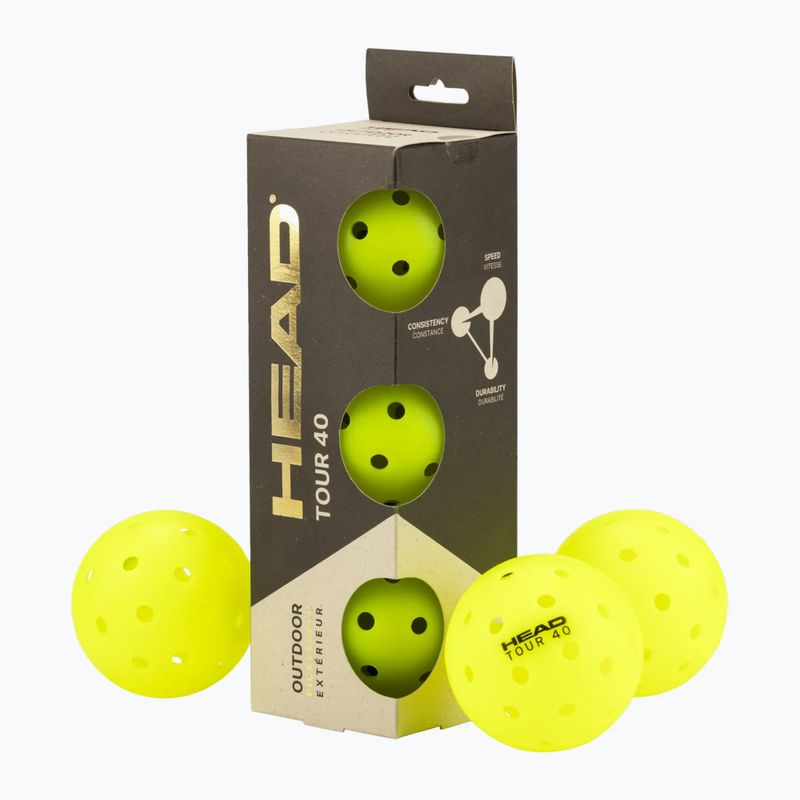 Pickleball-Bälle HEAD Tour 40 Pickleball yellow