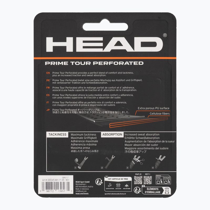 Griffbänder für Tennisschläger HEAD Prime Tour Perforated 3 pcs. white 2