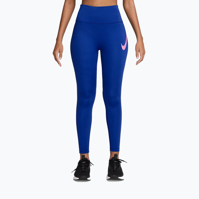 Damenleggings Nike Tempo Swoosh Run old royal/pink rise