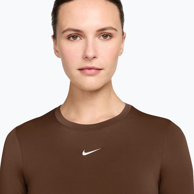 Damen-Trainingslangarmshirt Nike One Fitted cacao wow/white 3