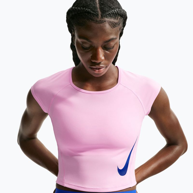 Damen-Laufshirt Nike Tempo Swoosh Run Dri-Fit pink rise/pink rise/old royal