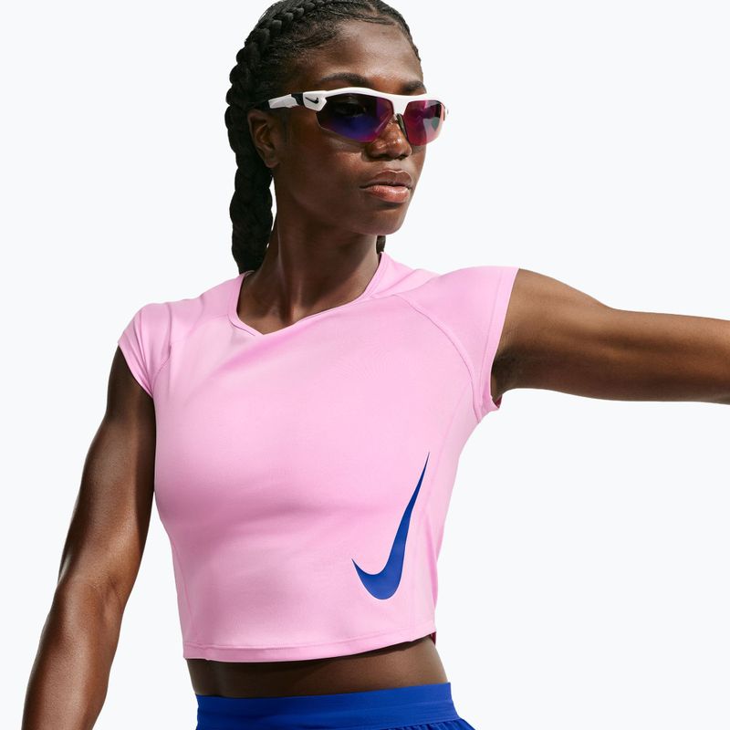 Damen-Laufshirt Nike Tempo Swoosh Run Dri-Fit pink rise/pink rise/old royal 4