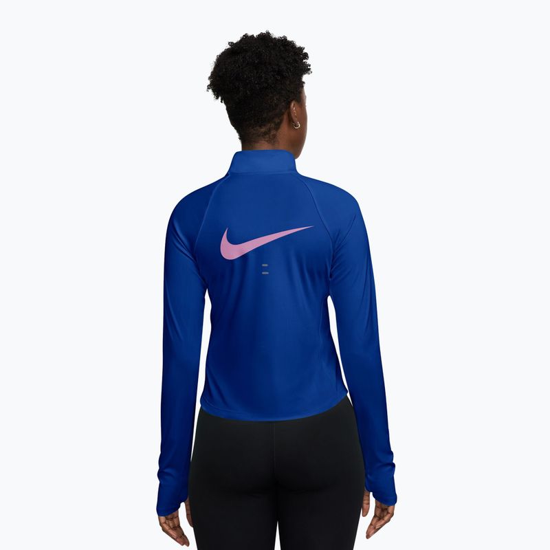 Damen-Laufshirt mit langen Ärmeln Nike Tempo Swoosh Run Dri-Fit 1/4-Zip old royal/pink rise 2