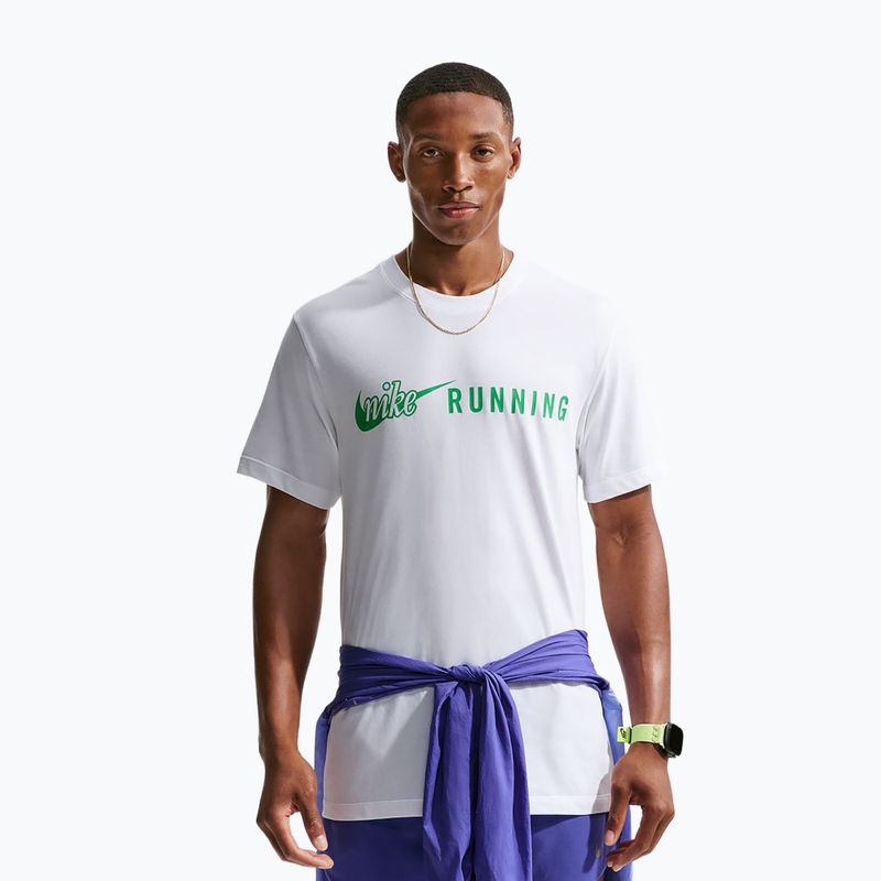 Herren-Laufshirt Nike Dri-Fit Running T-Shirt white/green spark