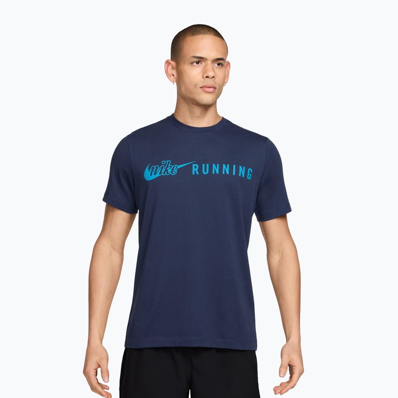 Herren-Laufshirt Nike Dri-Fit Running T-Shirt midnight navy/light current blue