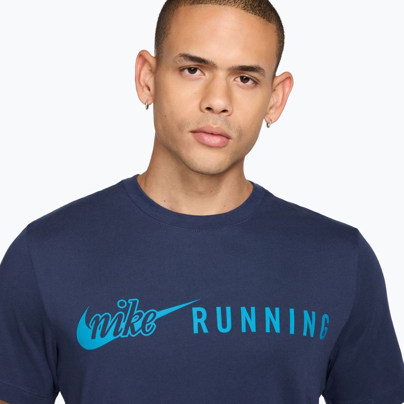Herren-Laufshirt Nike Dri-Fit Running T-Shirt midnight navy/light current blue 3