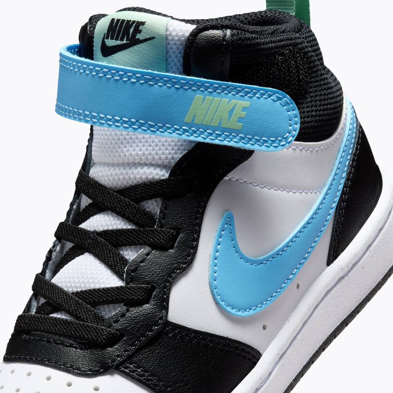 Kinderschuhe Nike Court Borough Mid 2 white/black/arctic green/football blue 5