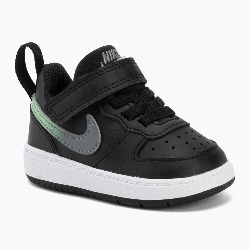 Kinderschuhe Nike Court Borough Low black/smoke grey/white/illusion green