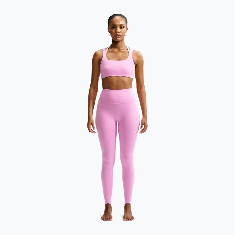 Damen-Trainingsleggings Nike One pink rise/white 2
