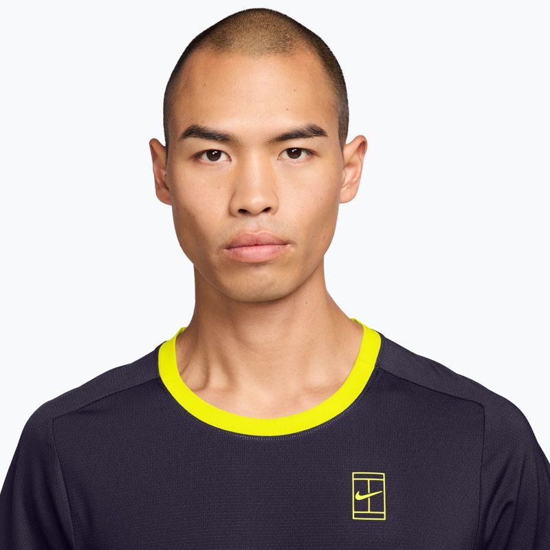 Herren Tennis-Shirt  Nike Court Advantage purple dynasty/lemon venom/lemon venom 3