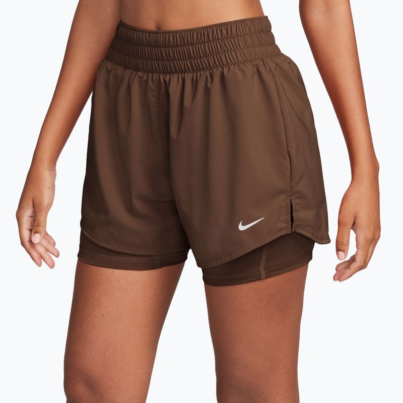 Damen-Shorts Nike One Dri-Fit High-Waisted 3" 2In1 cacao wow/white 3